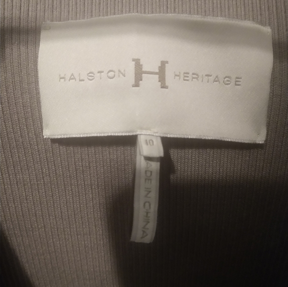 FALL!!HALSTON HERITAGE Sz 10 LEATHER BLAZER / JACKET, TAUPE. KNIT INSET - Picture 3 of 13